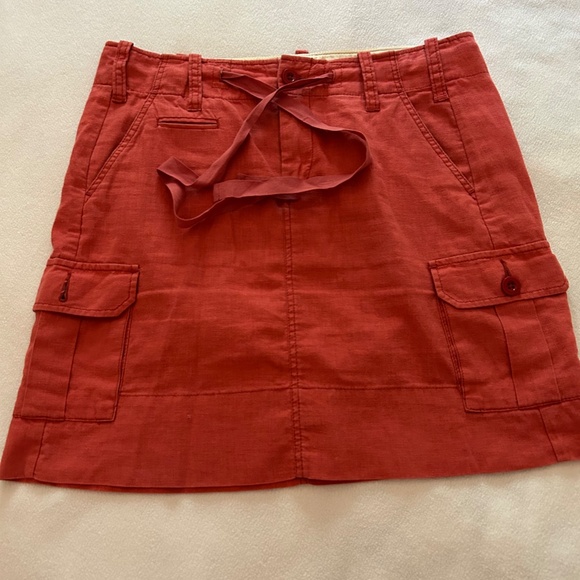 Anthropologie | Paper Boy Women's Red Linen Cotton Cargo Mini Skirt, Size 6 - Picture 3 of 13